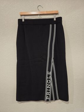 Pringle Black Midi Skirt with White Side Stripe